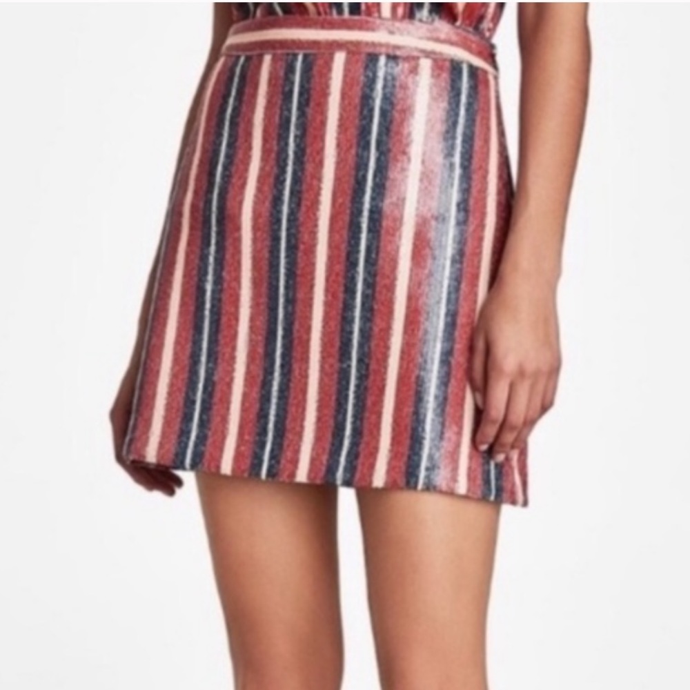 Zara Striped Mini Skirt - Red, Blue, White